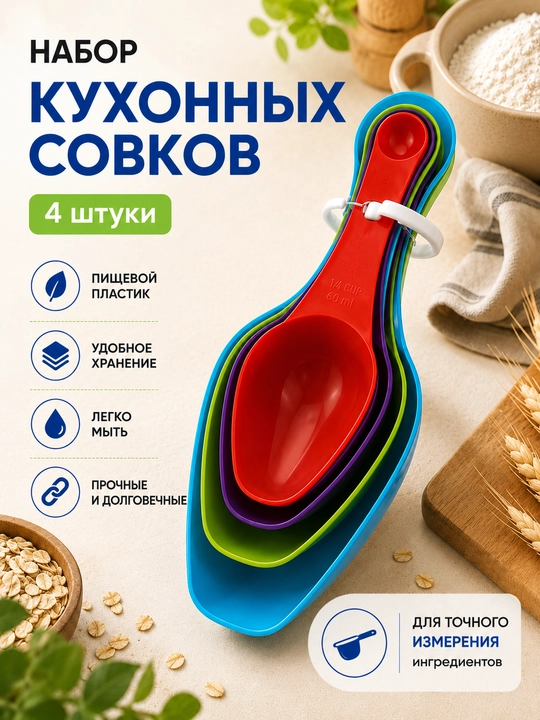 Мерные ложки, кухонные совки, мерный набор, ложки для кухни, мерка, совок для муки - 