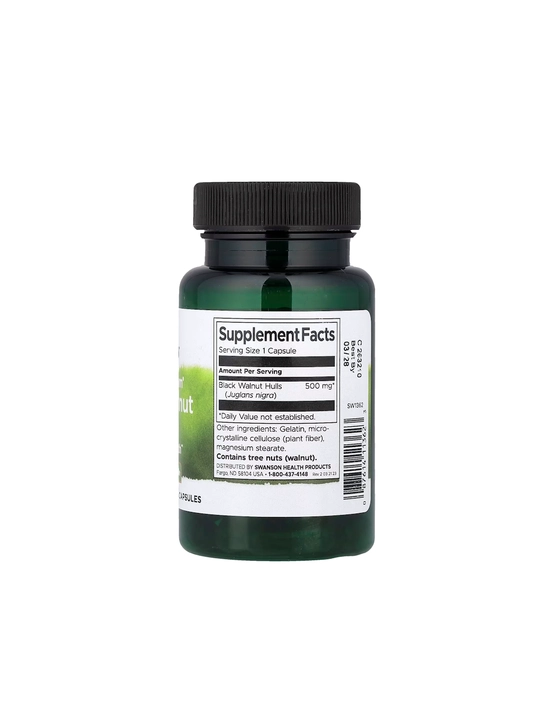Swanson, Qora yong‘oq qobigi, 500 mg, 60 kapsula
