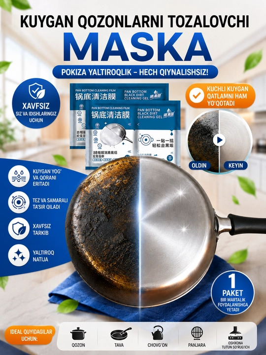 Маска для очистки посуды от нагара и жира