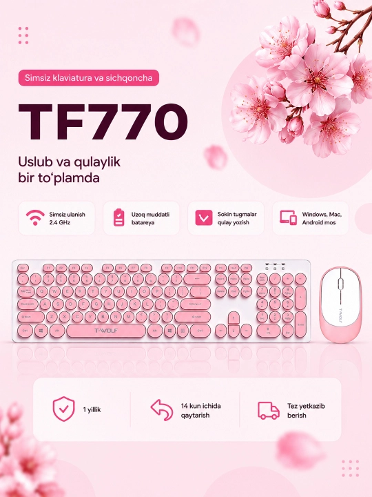T-WOLF TF770 o‘yin klaviaturasi va sichqonchasi - 