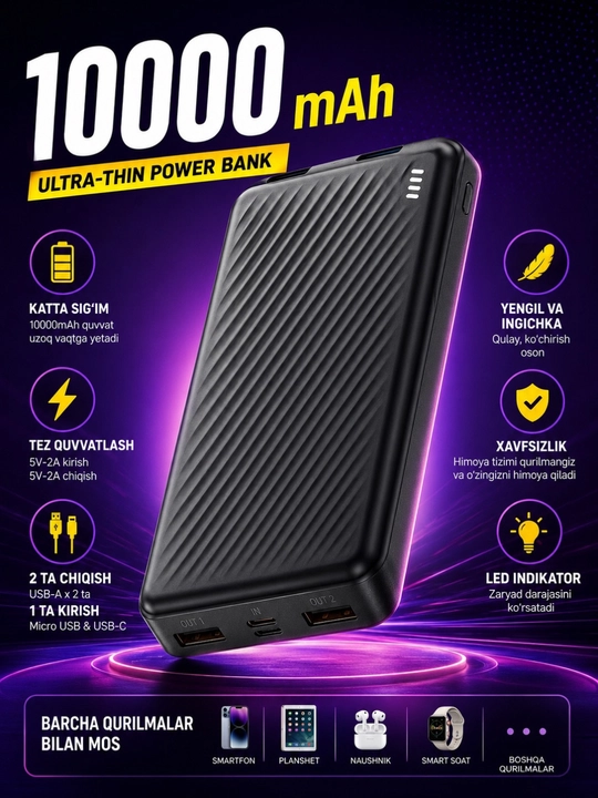 Power Bank 10000mAh/20000mAh/30000mAh — внешний аккумулятор с быстрой зарядкой