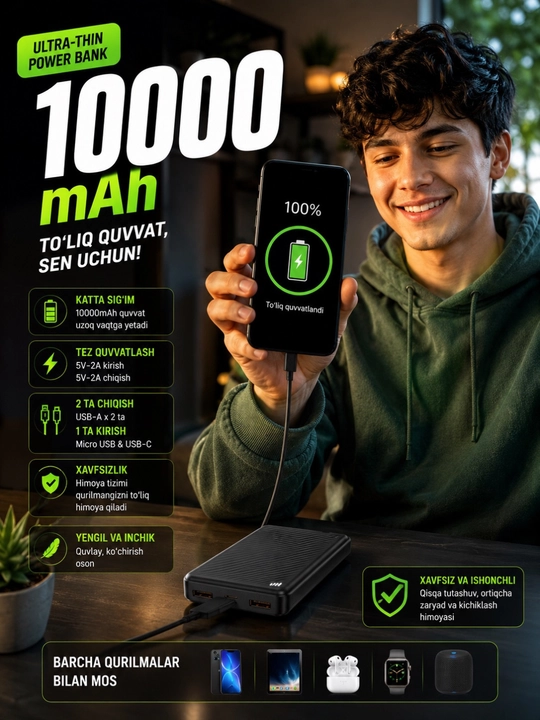 Power Bank 10000mAh/20000mAh/30000mAh — внешний аккумулятор с быстрой зарядкой