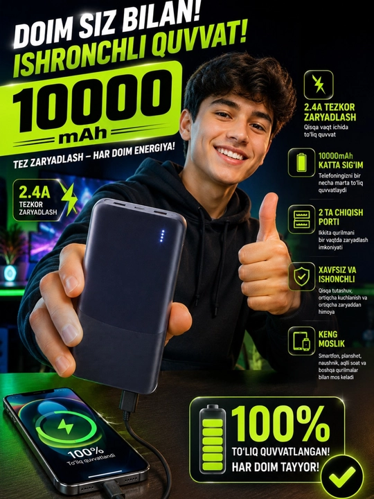 Power Bank 10000mAh/20000mAh/30000mAh — внешний аккумулятор с быстрой зарядкой