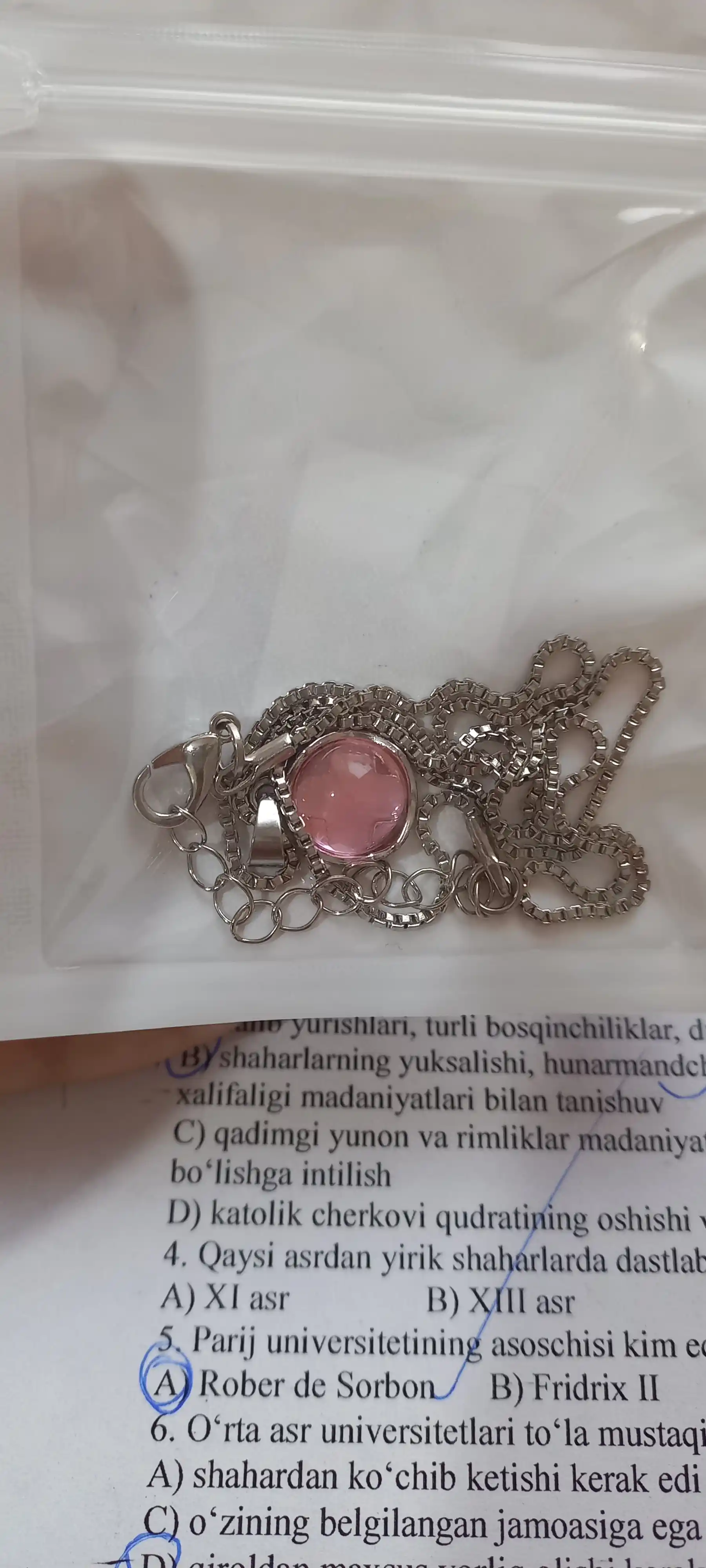 Цепочка на шею с аквамариновым камнем, для женщин и девушек