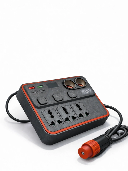 Avtomobil uchun 60W Invertor 12V, 220V rozetkalar va USB portlar bilan