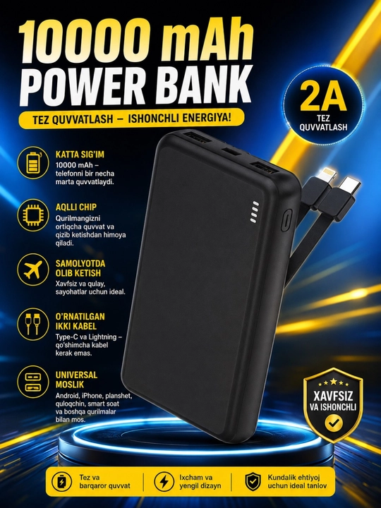 Power Bank 10000mAh/20000mAh/30000mAh — внешний аккумулятор с быстрой зарядкой - 
