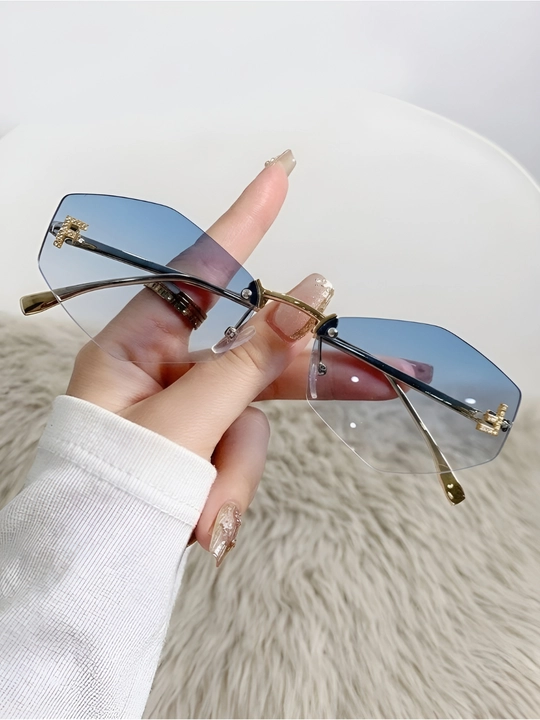 Ayollar uchun frameless retro quyosh ko‘zoynagi UV400 premium luxury fashion