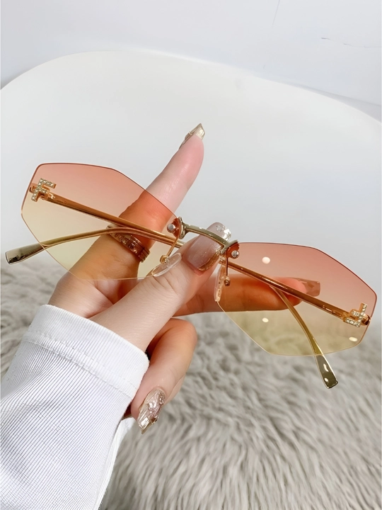 Ayollar uchun frameless retro quyosh ko‘zoynagi UV400 premium luxury fashion