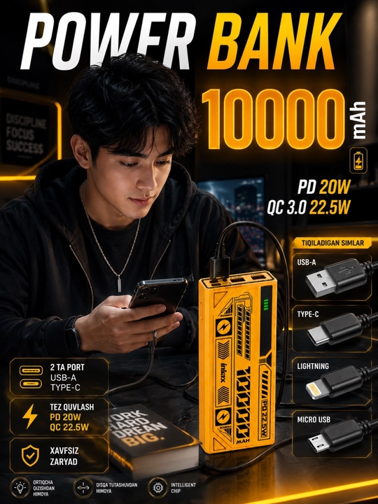 Power Bank 10000mAh/20000mAh/30000mAh — внешний аккумулятор с быстрой зарядкой