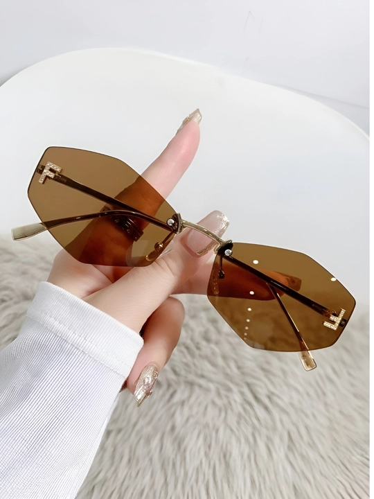 Ayollar uchun frameless retro quyosh ko‘zoynagi UV400 premium luxury fashion