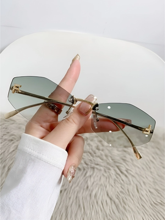 Ayollar uchun frameless retro quyosh ko‘zoynagi UV400 premium luxury fashion