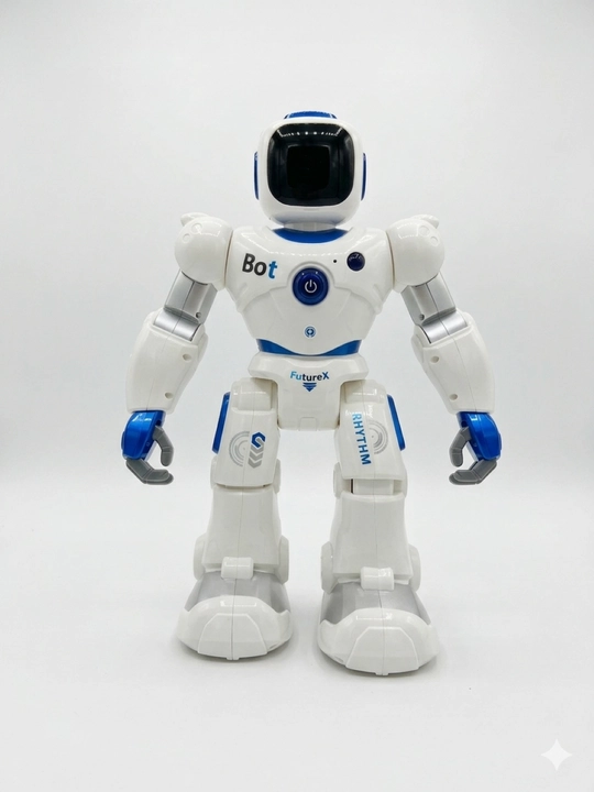 FutureX aqlli interaktiv roboti pultda, yorug‘lik bilan