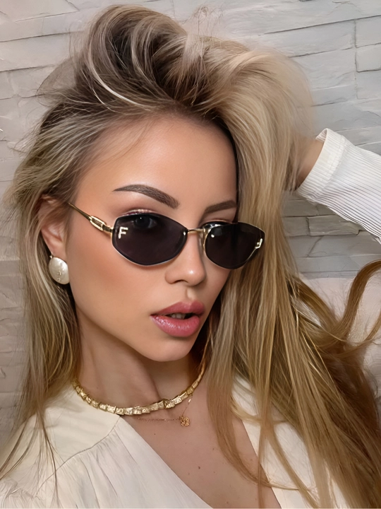 Ayollar uchun frameless retro quyosh ko‘zoynagi UV400 premium luxury fashion
