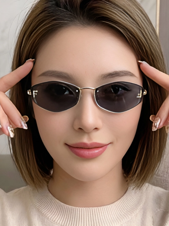 Ayollar uchun frameless retro quyosh ko‘zoynagi UV400 premium luxury fashion