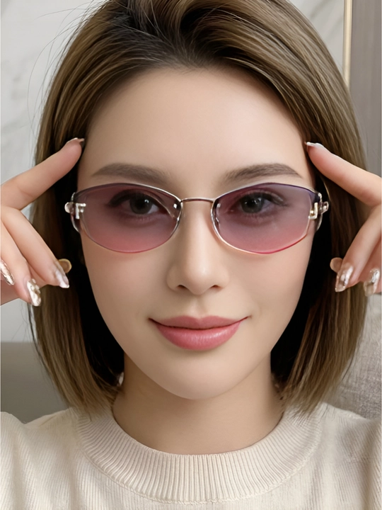 Ayollar uchun frameless retro quyosh ko‘zoynagi UV400 premium luxury fashion