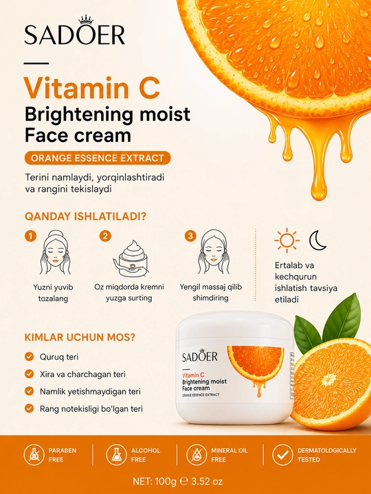 Крем для лица SADOER Vitamin C Brightening Moist Face Cream, 100 г
