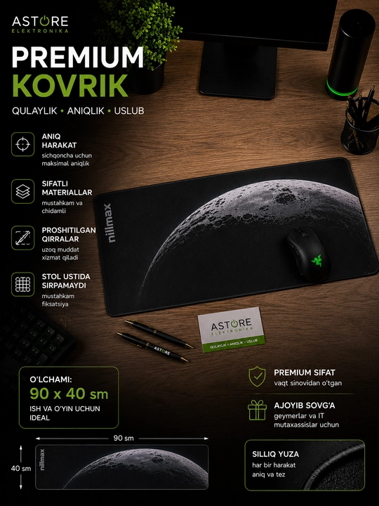 Игровой КОВРИК для мыши и клавиатуры, 90x40 см — Premium Mouse Pad