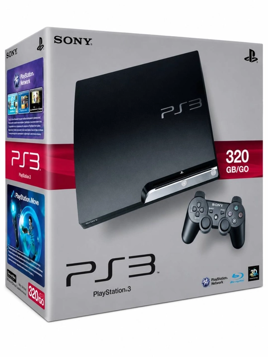 PlayStation 3 Slim 320GB — игровая приставка PS3 + 2 джойстика + игры - 