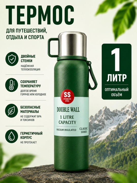 Zanglamaydigan po‘latdan yasalgan vakuumli termos - 