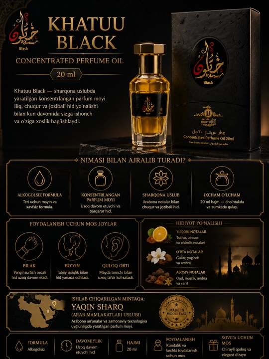 Boutique Musk Moroccan — Yog‘li atir, 20 ml