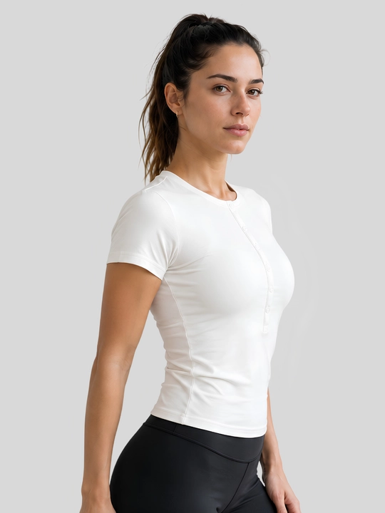 Ayollar uchun slim fit sport futbolka fitness, yoga va pilates uchun