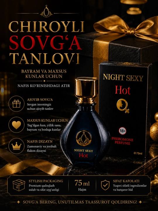 Ayollar va erkaklar uchun xushbo‘y atir, 75 ml