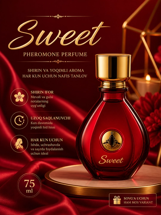 Ayollar va erkaklar uchun xushbo‘y atir, 75 ml