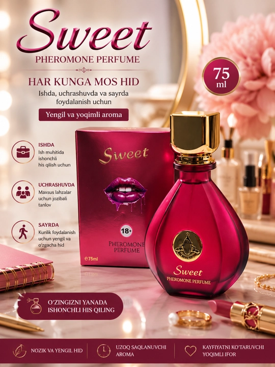 Ayollar va erkaklar uchun xushbo‘y atir, 75 ml - 