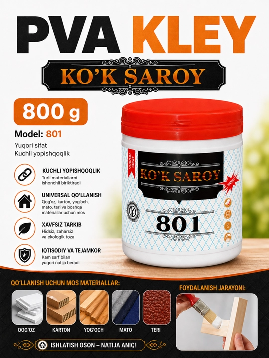 PVA kley 800 g 801 model universal yopishtiruvchi SAMED Chemicals - 
