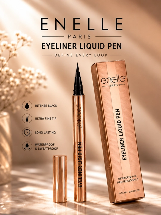 Enelle Paris Suyuq aylaner (Eyeliner), suvga chidamli va chuqur qora rang, 1.0 ml