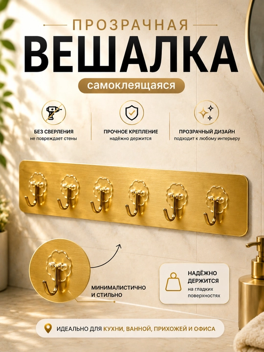 Крючок, вешалка, настенный крючок, самоклеящийся крючок, прозрачный крючок - 