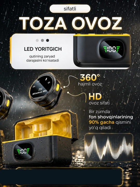 Simsiz petlichka mikrofon telefon uchun Type-C / Lightning, kontent va intervyu uchun