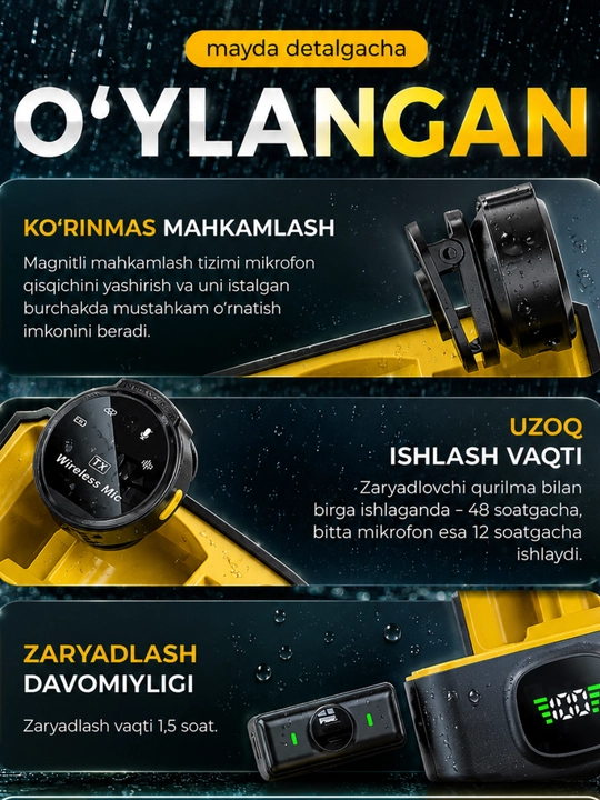 Simsiz petlichka mikrofon telefon uchun Type-C / Lightning, kontent va intervyu uchun