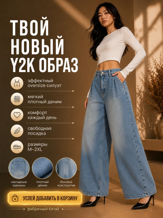 Ayollar baggy jinsi, Y2K, keng jinsi, klassik, koreys uslubi, baland bel