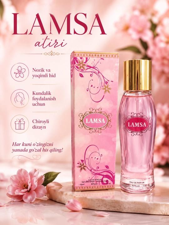 Lamsa ayollar atiri — Eau de Parfum gul hidi romantik 50ml 