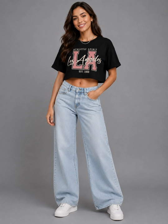 Женская укороченная футболка oversize LA Los Angeles - 