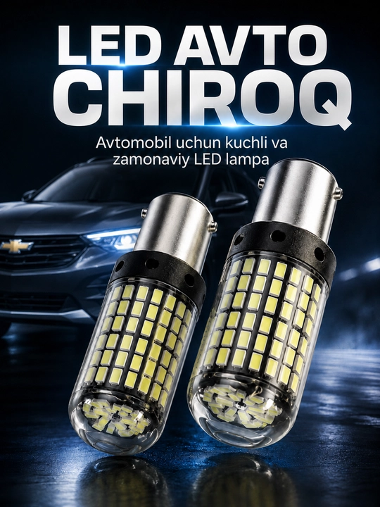 Avtomobil uchun 1 va 2 kontakt LED chiroq lampasi, 2 dona, stop va tormoz chiroqlari uchun - 