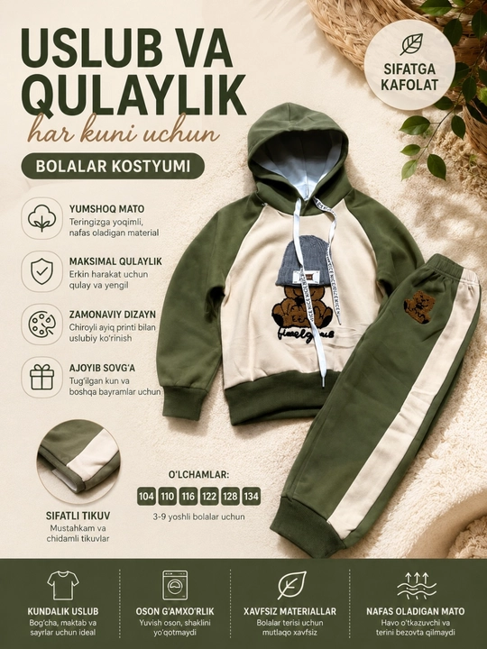 Dvoykalar.Kuzgi Bolalar dvoykasi. Bolalar kiyimlari. Qizlar uchun bolalar to‘plami - 
