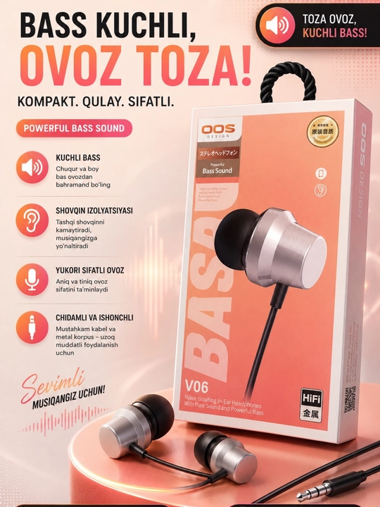 Simli Quloqchin 3.5mm Stereo Naushnik Mikrofonli Android iPhone uchun - 