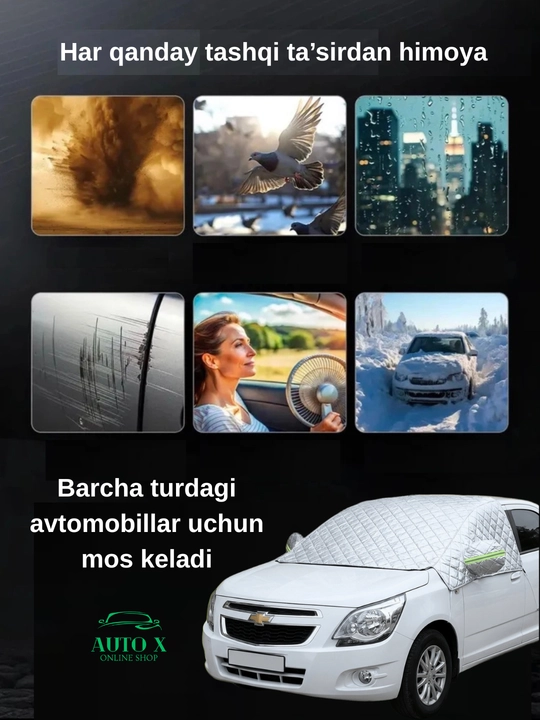 Avtomobil uchun universal loy muz va qordan ximoya tent 4 fasl uchun unversal o'lcham