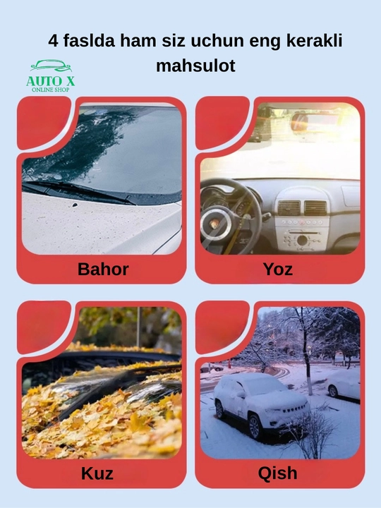 Avtomobil uchun universal loy muz va qordan ximoya tent 4 fasl uchun unversal o'lcham