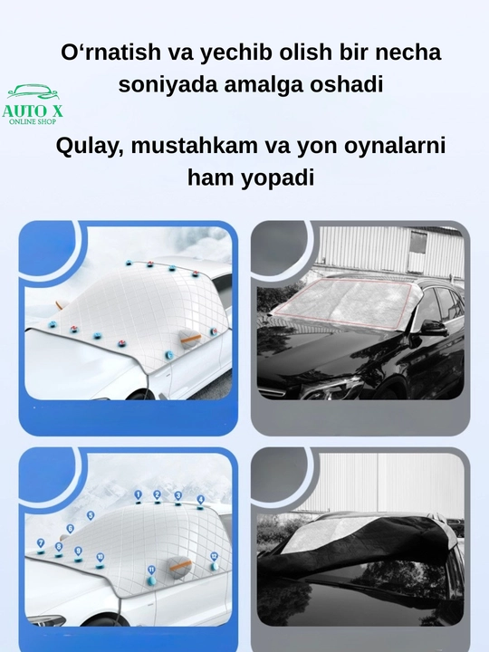 Avtomobil uchun universal loy muz va qordan ximoya tent 4 fasl uchun unversal o'lcham