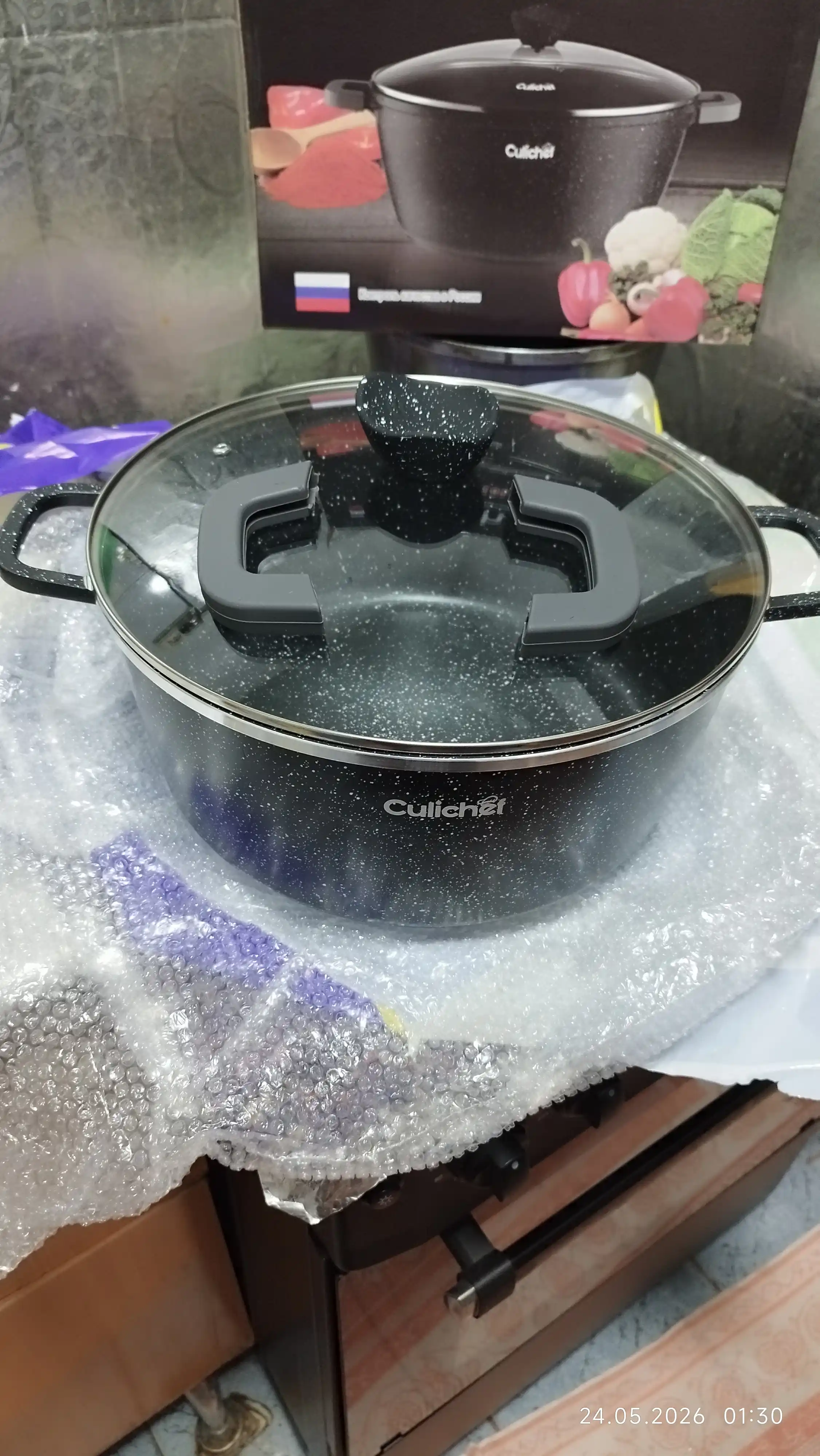Granit tagiolmaydigan shisha qopqoqli, qozon CULICHEF