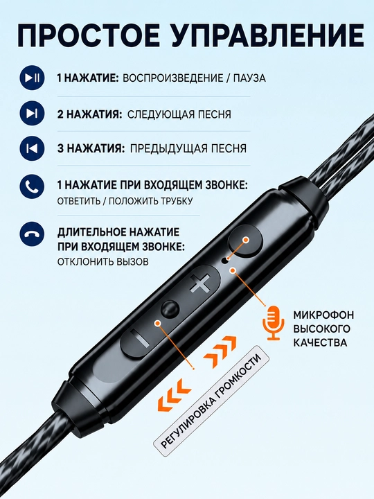 Mikrofon va Type-C-AUX ulagichiga ega simli o‘yin va musiqa quloqchinlari