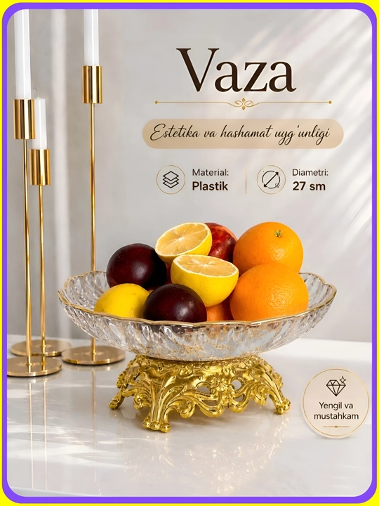 Vaza, meva, konfet va shirinliklar uchun vaza , oshxona uchun idish, plastik vaza - 