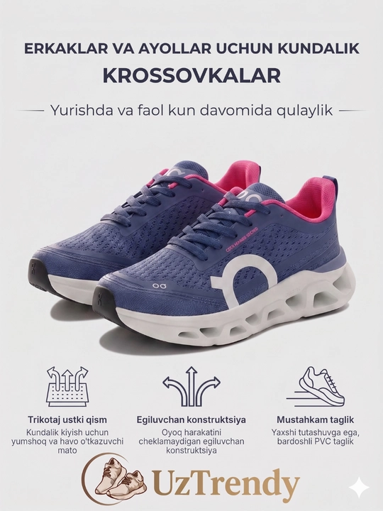 Erkaklar va ayollar uchun OnCloud krossovkalari, sport va fitnes mashqlari uchun poyabzallar
