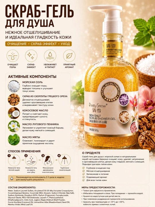Гель для душа. Fresh Floral Fragrance 768 мл — с ароматом гардении и увлажняющим эффектом