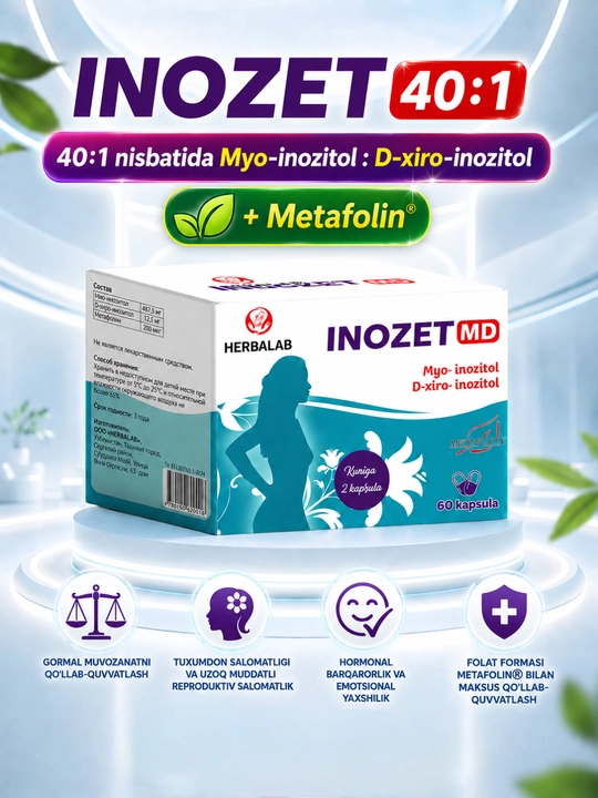 Комплекс инозитола INOZET MD, мио-инозитол, инозитол 1000 мг, снижение веса