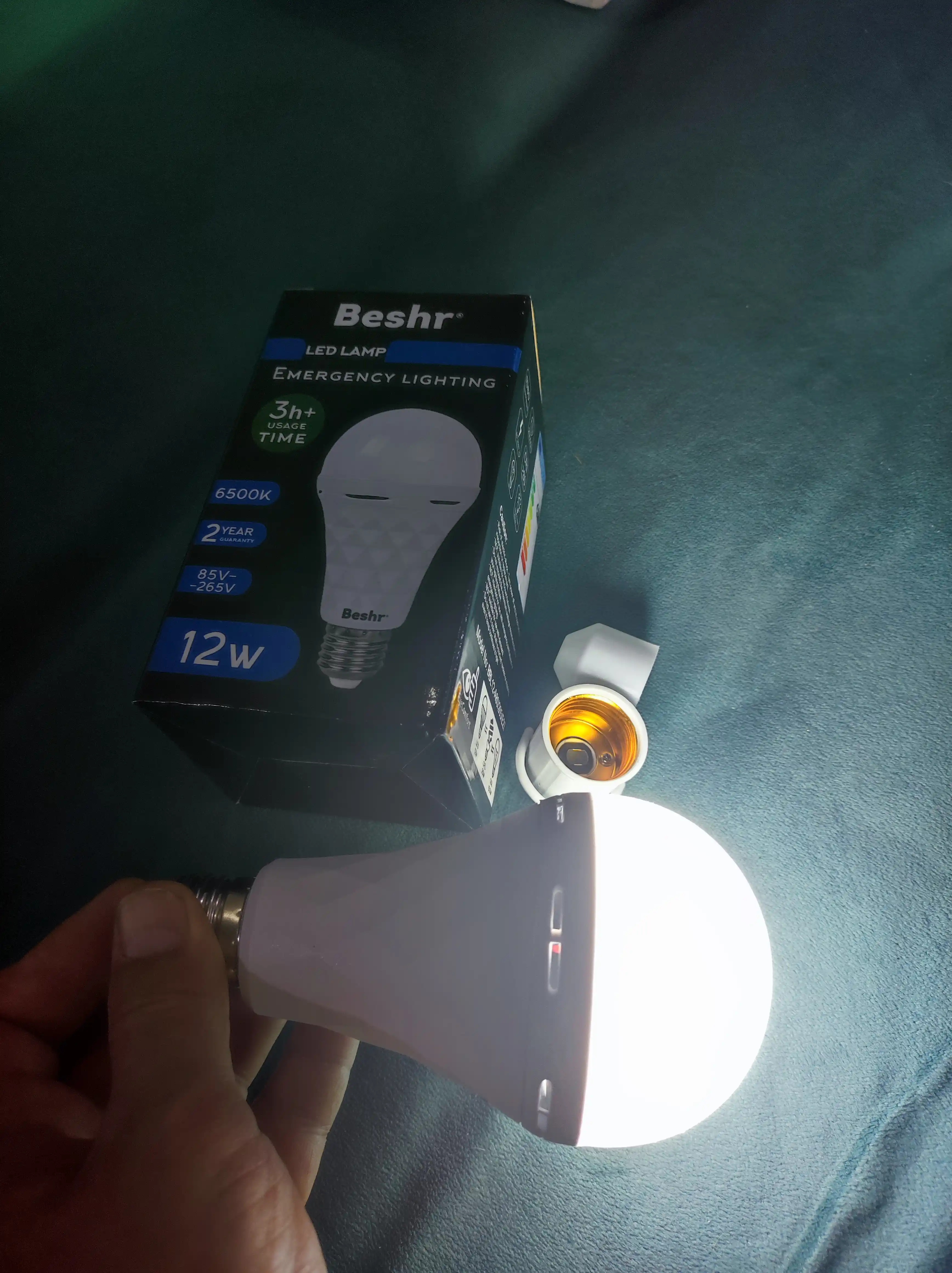 Beshr Led лампа с аккумулятором, 12 W, 6500К, 3+ работает на одной зарядке, с крючком