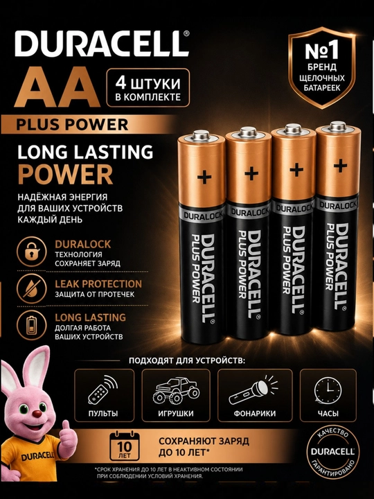 Батарейки Duracell AA большие, 4 шт - 
